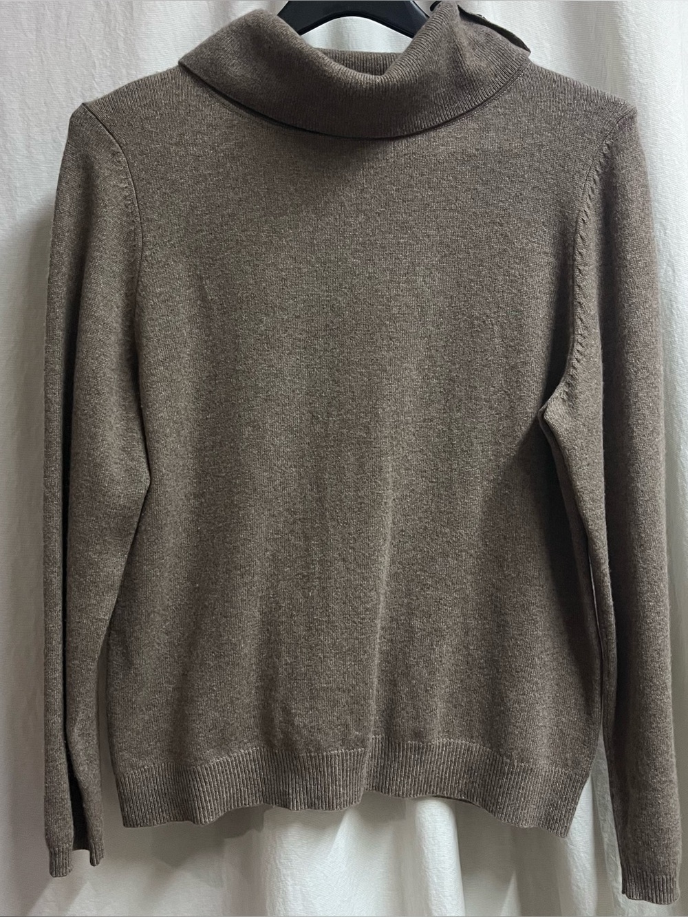 Charter Club Beautiful Brown 100% 2-ply Cashmere Turtle Neck Sweater Size Large